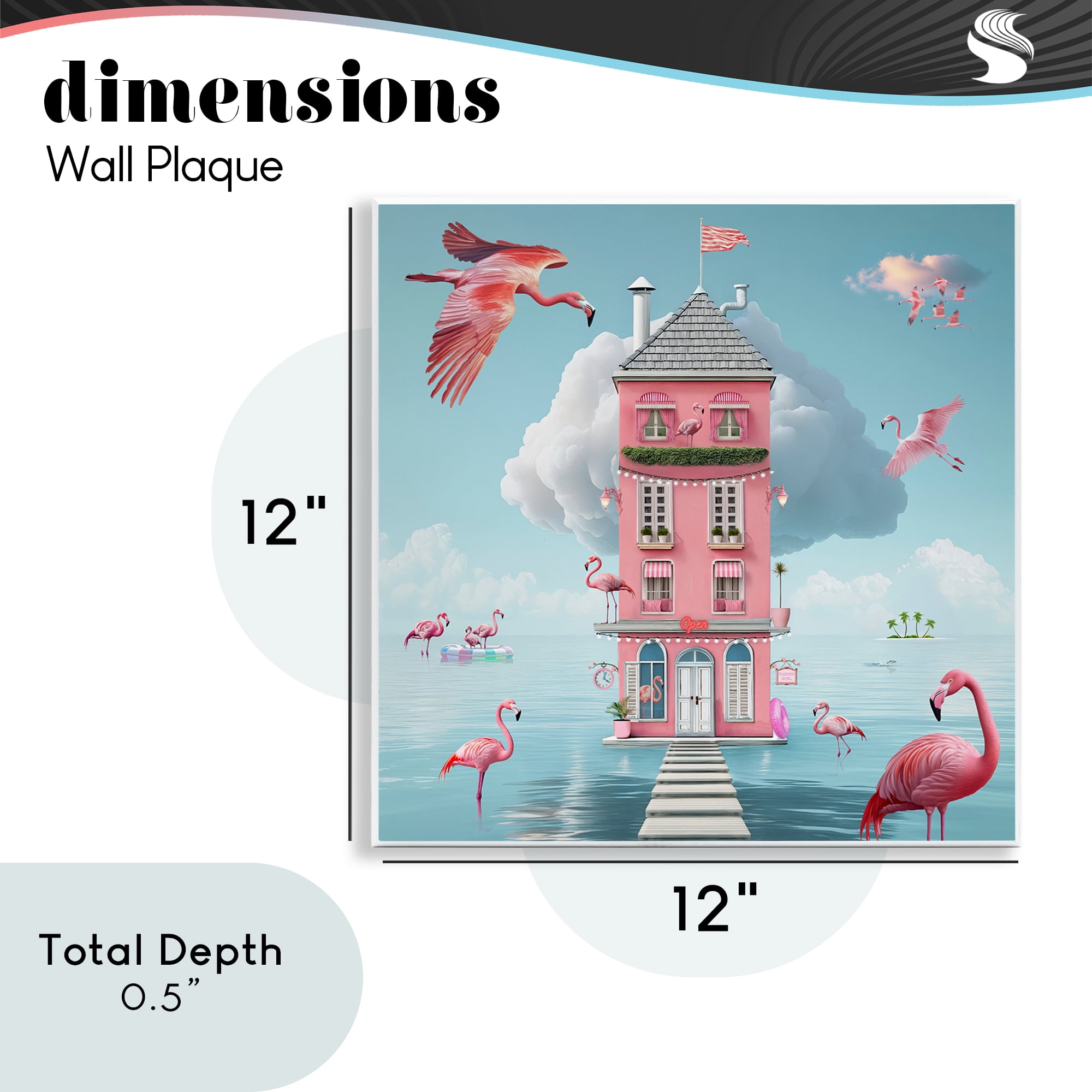 Flamingo Hotel on Water Wall Plaque Art, design by Lori Lea Studios