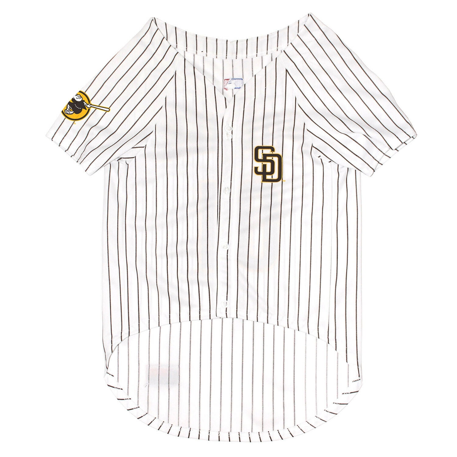 Pets First Cotton & Polyester Mesh Striped San Diego Padres Dog & Cat Jersey, White, XS