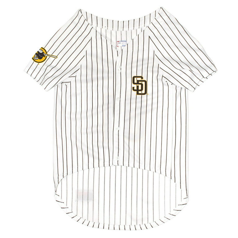 Pets First Cotton & Polyester Mesh Striped San Diego Padres Dog & Cat Jersey,  White, XS 