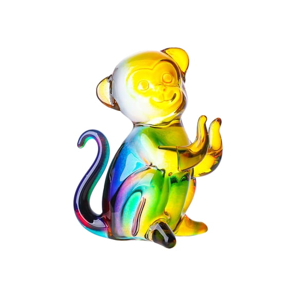 1pcs Crystal Monkey Animal Figurine,Collectibles Rainbow Crystal Art Monkey Decor Statue,Glass Cute Monkey Decoration
