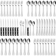 thumbnail image 1 of Silverware Set, MASSUGAR 48-Piece Silverware Utensil Set with Steak Knives for 8, Stainless Steel Flatware Cutlery Set for Home Kitchen Restaurant Hotel, Include Knife/Fork/Spoon, Dishwasher Safe, 1 of 7
