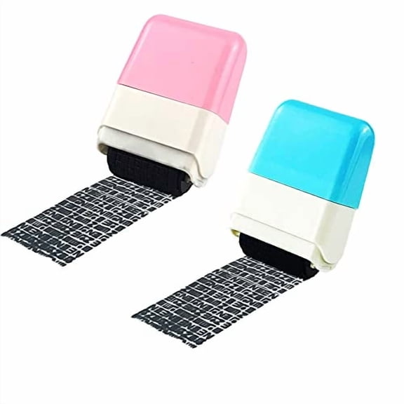 2Pcs Identity Protection Roller Stamps Identity Prevention Theft Stamp Wide Rolling Security Stamp for Privacy Protection,ID Blockout and Address Blocker (Pink and Blue)