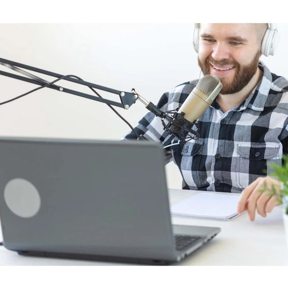 Pyle Adjustable Compact Microphone Boom Stand, Durable Steel for Broadcasting and Studio Use
