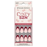 Salon Perfect Halloween Fall Artificial Fake Press On Nails, 405 Burgundy French, Medium Almond, File, Glue and Prep Pad Included, 30 Nails