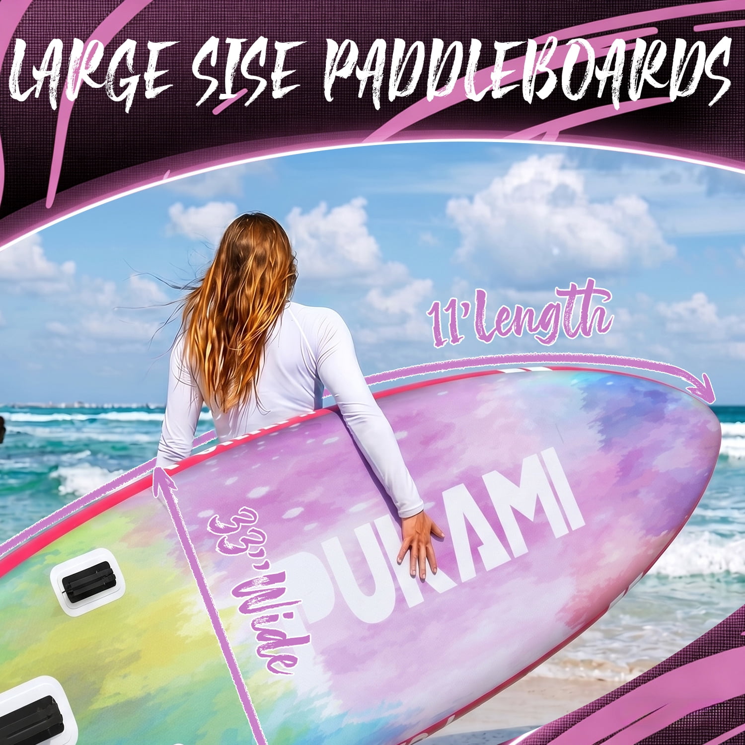 Waleaf 11' Inflatable Stand Up Paddle Board with Premium SUP Paddle Board Accessories & Carry Bag,Paddle,Pump,Leash,Wide Stable Design,Non-Slip Deck,Surf Control for Adults & Youth