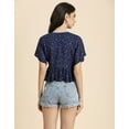 thumbnail image 3 of Moomaya Womens Printed Peplum Top, V Neck Viscose Summer Crop Top, 3 of 9