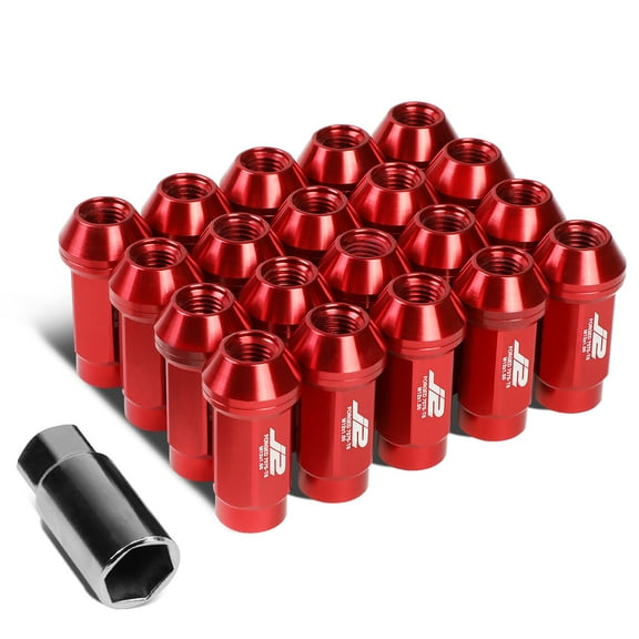 J2 Engineering LN-T7-018-15-RD J2 Engineering 7075 -T6 Forged Aluminum M12x1.5 20Pcs 50mm Height Close -End Lug Nut Kit w/Adapter Key (Red)