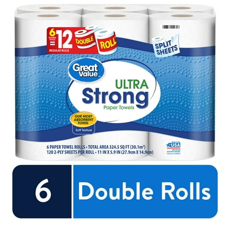 Great Value Ultra Strong Paper Towels, Split Sheets, 6 Double (Best Value Vpn For Kodi)