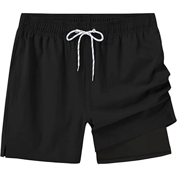 YuKaiChen Mens Swim Trunks with Compression Liner 2 in 1 QuickDry