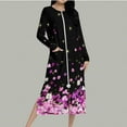 thumbnail image 5 of Aboser Lightweight Zip Front Robes for Women Elegant Floral Printed Bathrobe Long Sleeve Full Length Housecoat Soft Loungewear Nightgown with Two Side Pockets Sleepwear, 5 of 9