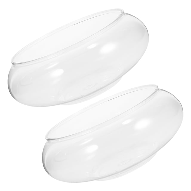 LOLIPPYY Bol à Poissons en Plastique Transparent pour Bureau avec Résistance et Excellente Texture 2 Pcs Petits Réservoirs Ronds pour Aquarium