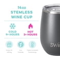 thumbnail image 4 of Swig Life 14oz Stemless Wine Cup | Insulated Stainless Steel Wine Tumbler | Gray, 4 of 5