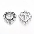 thumbnail image 2 of GKNET 20pcs Alloy Pendants Crosslet Charms Heart with Cross Antique Silver 21.5x20x3mm, 2 of 4
