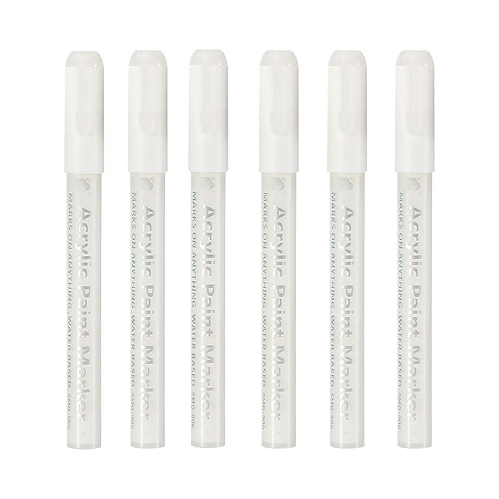 Mefallenssiah 6Pc Pack White Acrylic Marker Pen Set, Water-Based Paint Pen, Hand Ledger, Graffiti Pen, Acrylic Paint Marker Pen