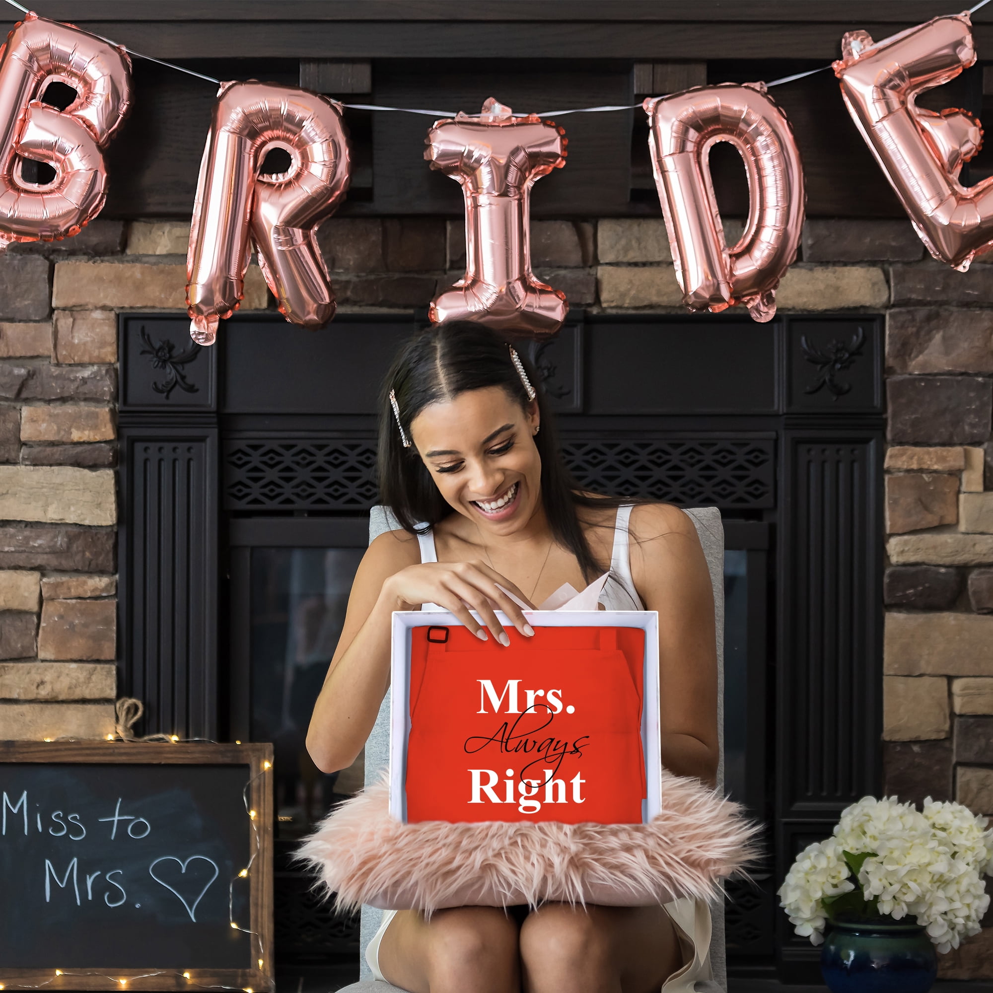 Prazoli His and Hers Aprons for Couples Mr Right Mrs Always Right Engagement and Bridal Shower Gift for Bride, Black & Red Apron Set of 2