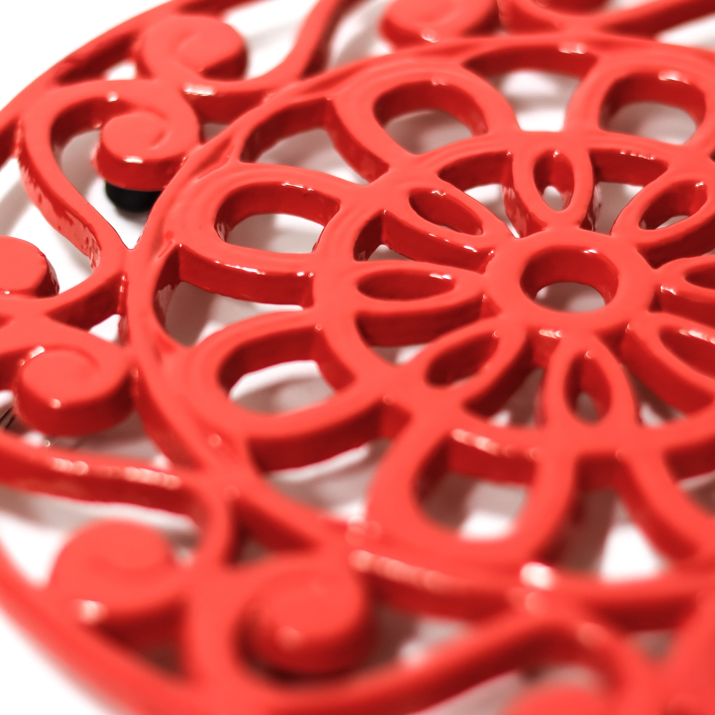 Decorative Cast Iron Metal Trivets (Set of 3, Blue/Red/Silver)