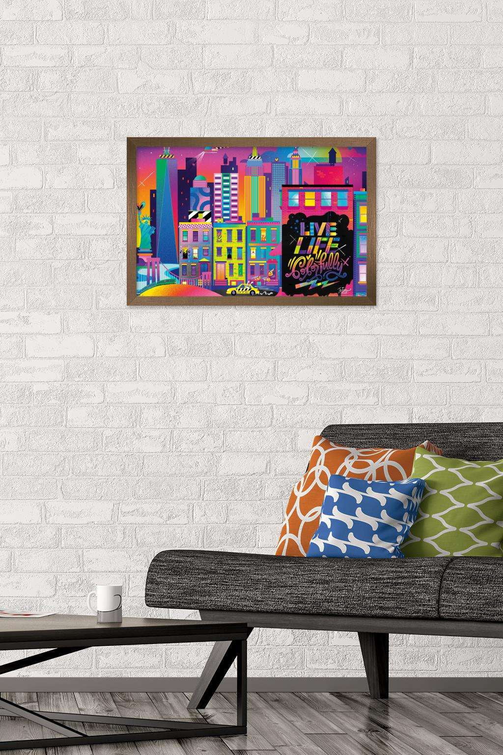 Jason Naylor - Live Life Colorfully Wall Poster, 14.725" x 22.375", Framed