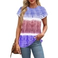 thumbnail image 7 of Women's Tops Crew Neck Pleated Cap Sleeve Tie Dye Tunic Shirts Summer Casual Loose Comfortable Tee (XL, Multicolor 7), 7 of 7
