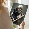 thumbnail image 7 of 1pc Metal Wall Sign, 8x12 Inches, Skeleton Embracing Black Cat Decorative Sign, Perfect for Halloween, Ideal Home, Bar, Cafe, Garage, or Garden Decor, Unique Holiday Decorations, 7 of 7
