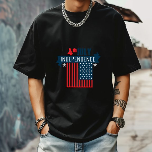 Men's T Shirt Round Neck Patterned Tee Summer New Sports Shirt Vintage Style Gift for Friends XS