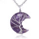 thumbnail image 1 of Collar con colgante de cristal natural con forma de luna y árbol de la vida, colgante de Reiki de piedra natural de cuarzo rosa, 1 of 5