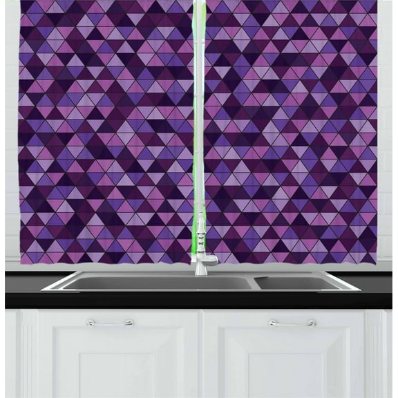 Ambesonne Geometric Kitchen Curtains, Triangle Mosaic Tile, 55"x39", Multicolor