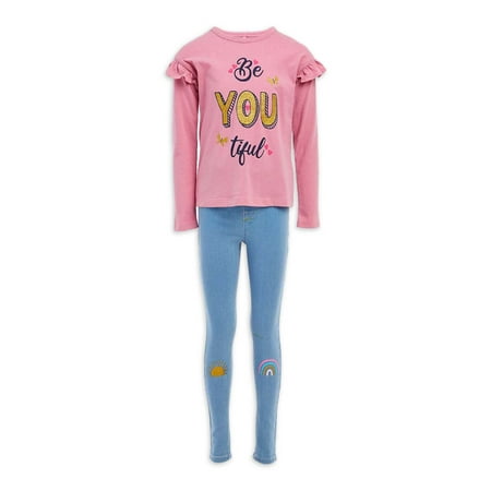 

Freestyle Revolution Toddler Girls Printed Long Sleeve Top and Jeans Set 2-Piece