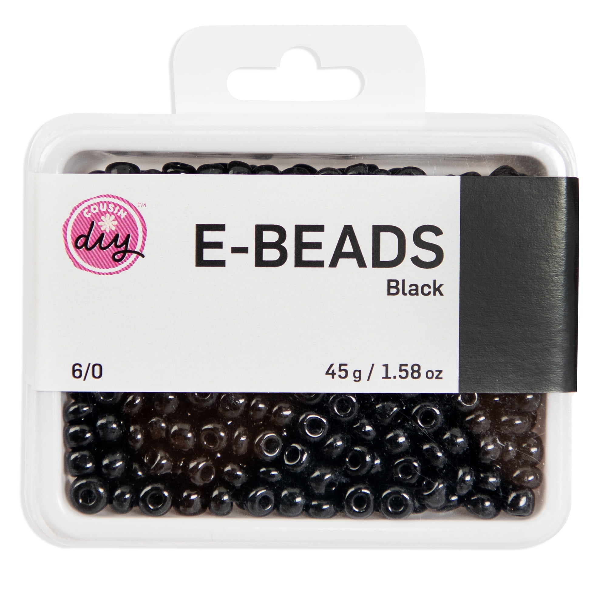 CousinDIY 6/0 Black Seed Beads 45g for Jewelry Crafting