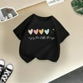 thumbnail image 2 of TJAZFJPA Hauts de Sortie Filles Mignon Imprimé Graphique Col Rond Manches Courtes Tee Été Décontracté T-Shirt Noir Hauts Filles T-Shirts, 2 of 4