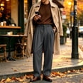 thumbnail image 2 of Mens Baggy Dress Pants Old Money Pleated Casual Wide Leg Slacks Fall Lightweight Comfort Work Business Trouser for Daily Wea Dark Gray 3XL, 2 of 10