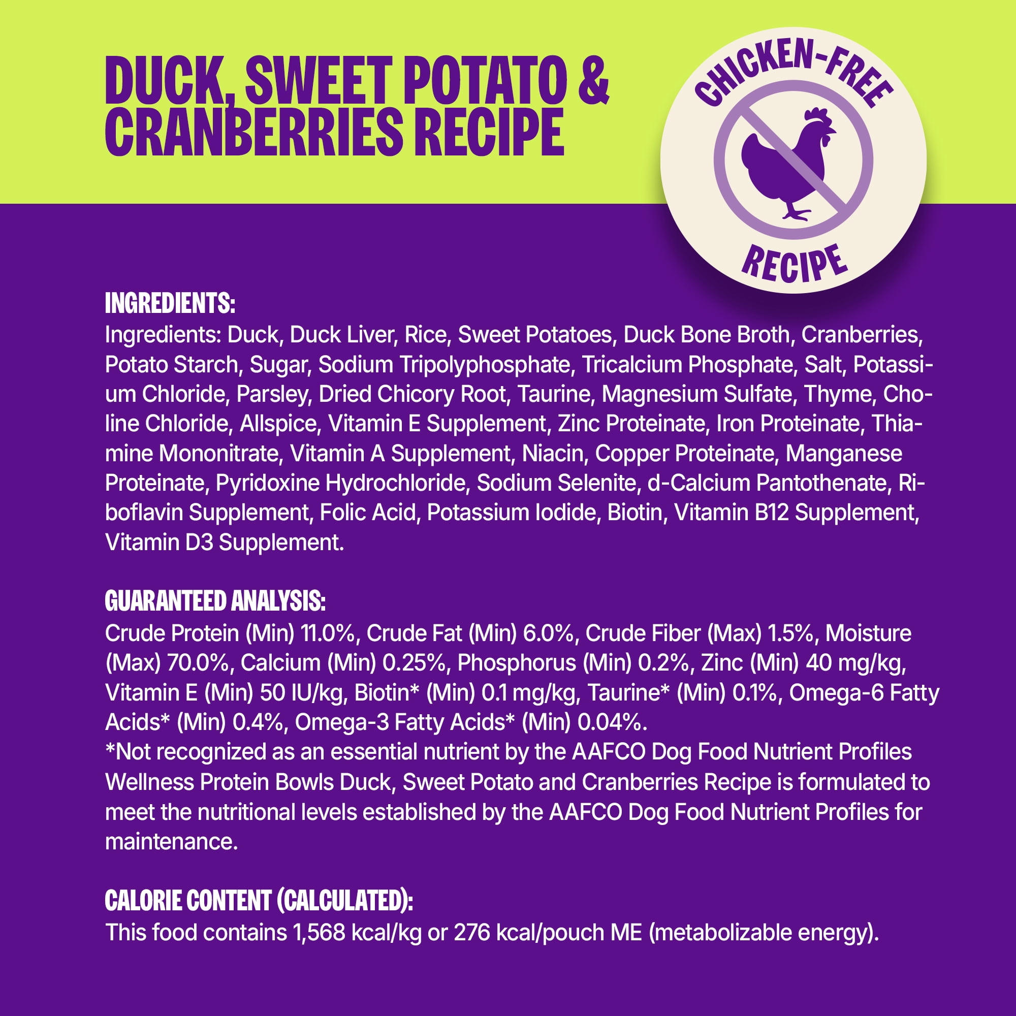 Wellness Protein Bowls, Adult Fresh Alternative Dog Food, Wholesome Grains, 6.2 Ounce Pouch, 6 Pack, (Duck, Sweet Potato & Cranberries Recipe)