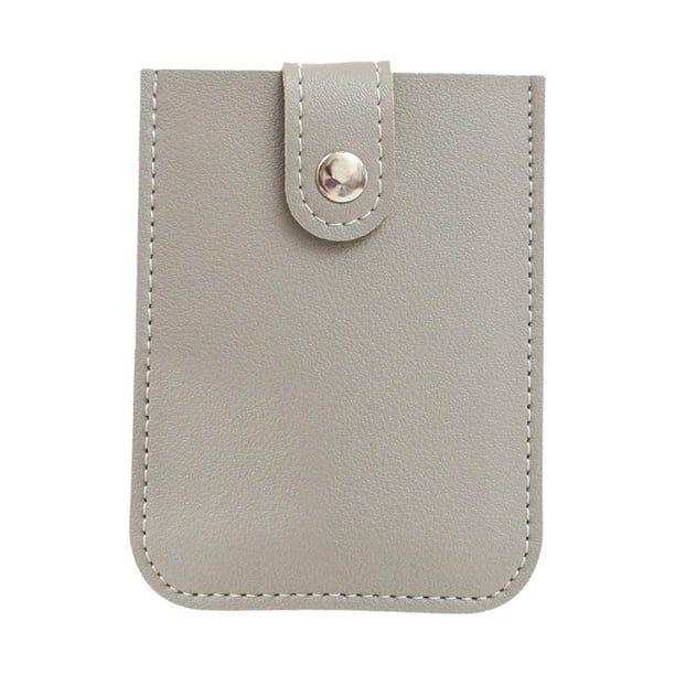Titular de la tarjeta de crédito Estuche organizador portátil de cuero de PU para mujeres y hombres Regalo minimalista Cartera de bolsillo compacta de Gris Yinane Titular de la tarjeta de crédito