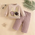 thumbnail image 2 of REgarm Toddler Baby Christmas Outfit Boy Girl Fall Winter Clothes Embroidery Shirt Top Elastic Waist Plaid Pants Set Trendy 2 Piece Outfit,6-12 Months, 2 of 4