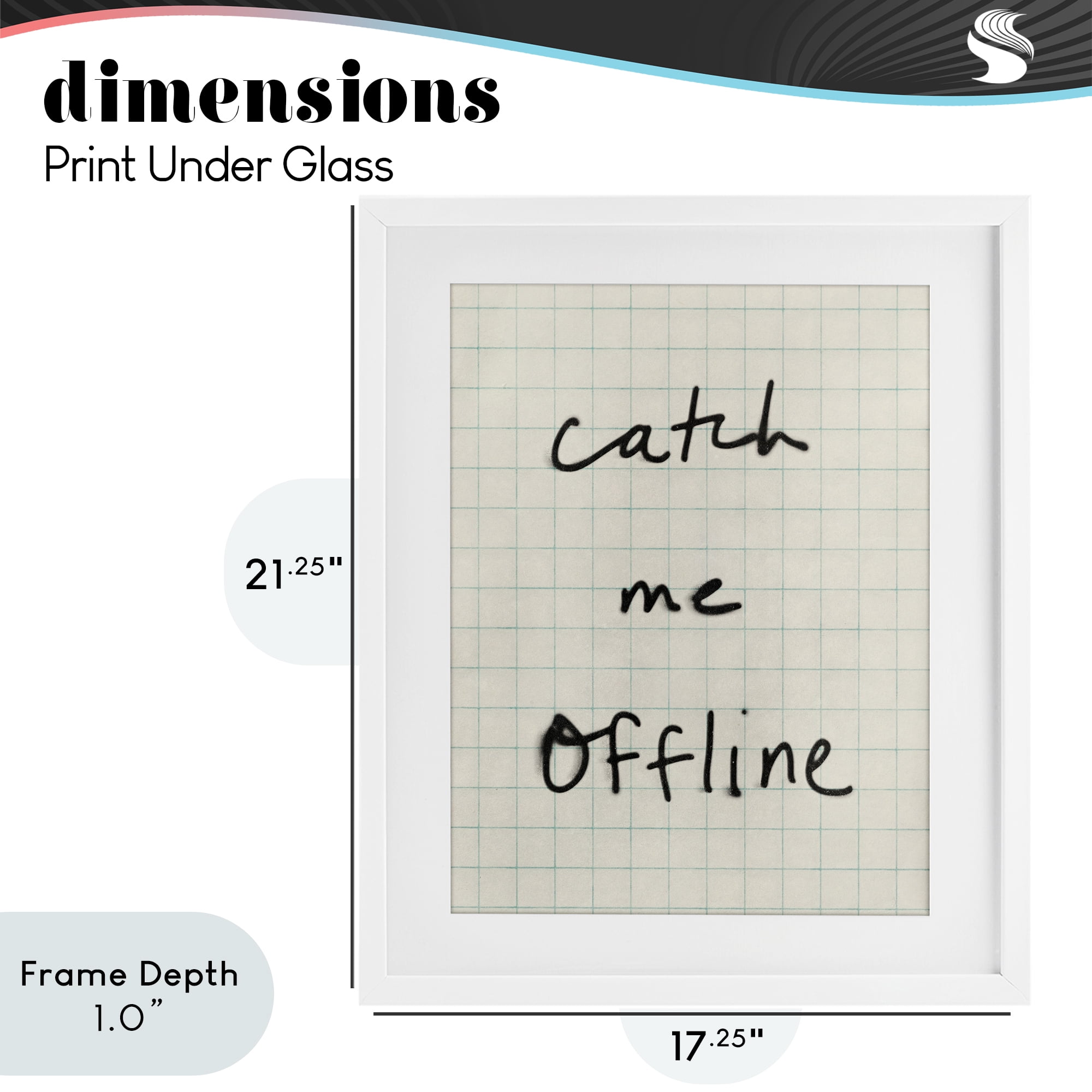 Stupell Industries Catch Me Offline Scrawl White Framed Print Under Glass, design by Victoria Barnes