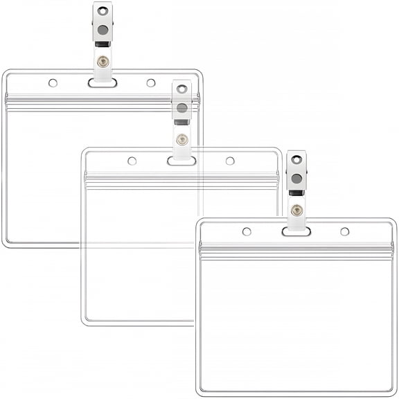 GJX Horizontal Name Tag with Vinyl Strap Badge & Id Holders,2.36 x 3.74,6 Pack