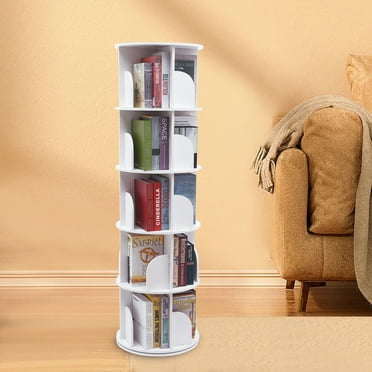 SHZICMY Modern 360° Rotating 5 Tiers Bookshelf Bookcase Storage Shelf Freestanding Display Rack