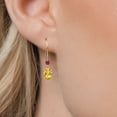 thumbnail image 3 of Gem Stone King 14K Yellow Gold Yellow Citrine and Red Ruby French Wire Dangle Earrings for Women | 1.04 Cttw | Gemstone November Birthstone | Oval 6X4MM and Round 2.5MM, 3 of 6