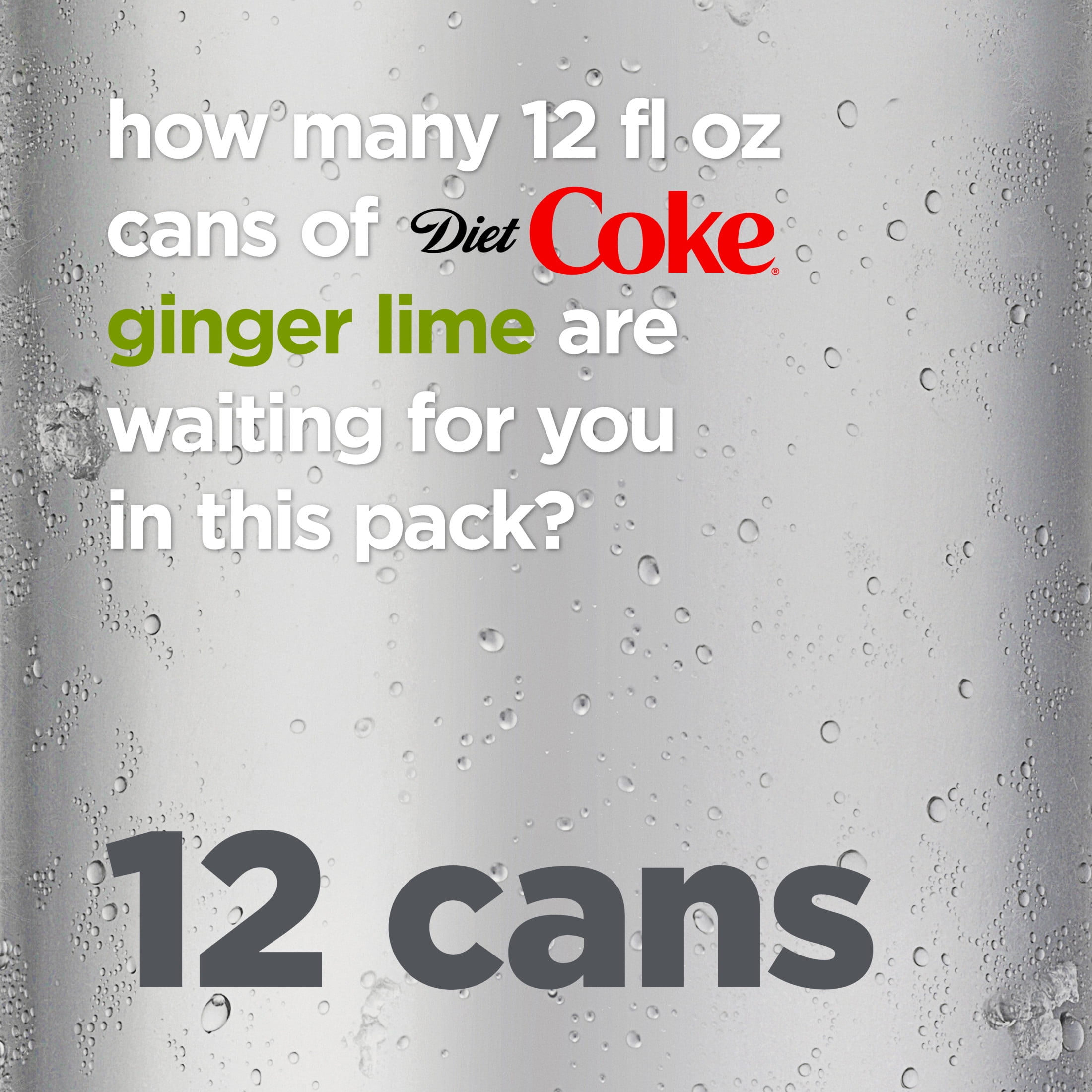Diet Coke Ginger Lime Diet Soda Pop Soft Drink, Fridgepack, 12 fl oz, 12 Pack