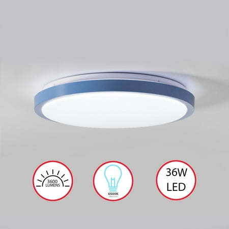 

Round LED Ceiling Light Fixture Flush Mount Lighting 6500K 30 000 Hour Lifetime 15 in. Blue 36W