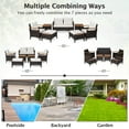 thumbnail image 6 of 7 Piece Rattan Patio Sofa Set with Acacia Wood Tabletop and Armrests, 6 of 8