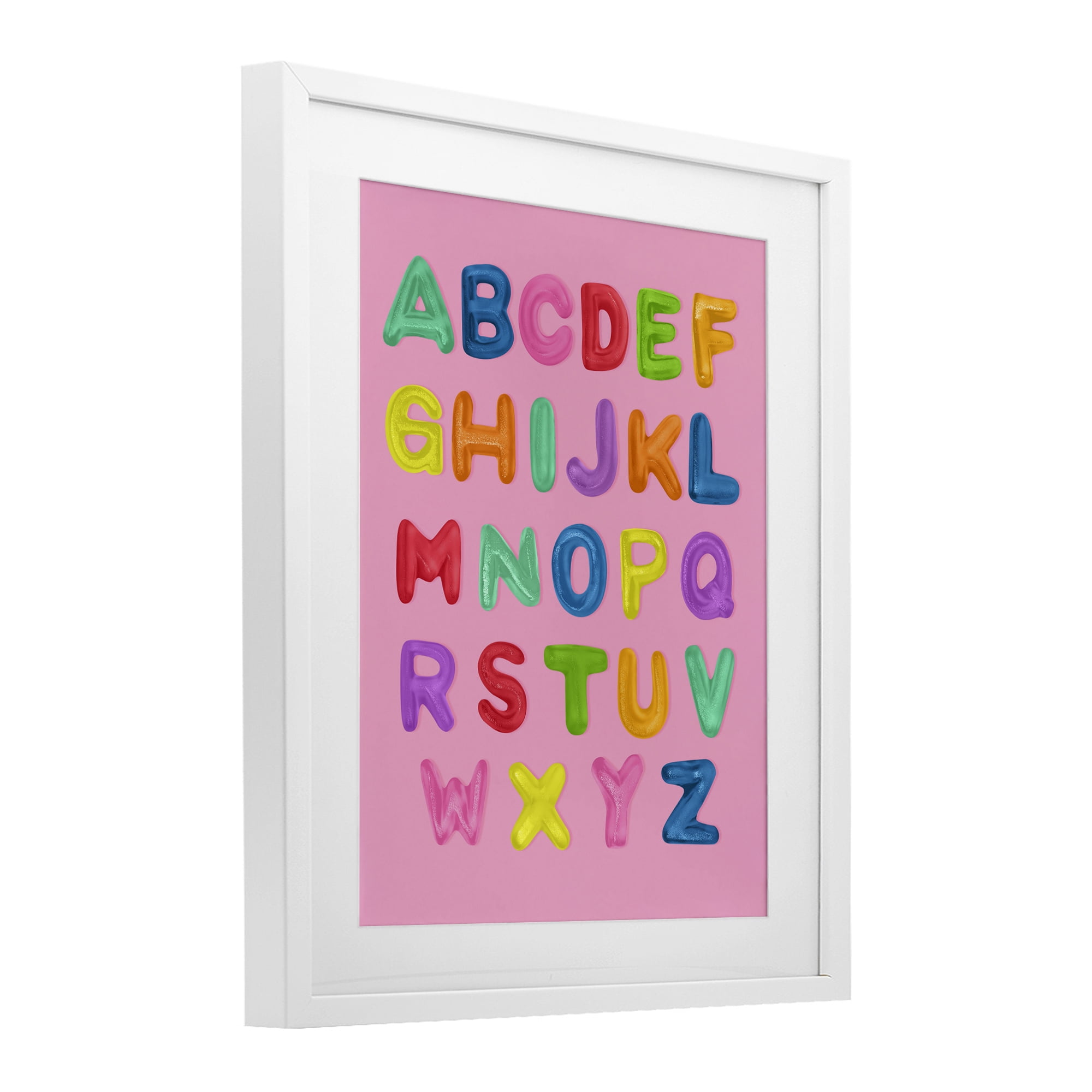 Stupell Industries Gummy Alphabet over Pink White Framed Print Under Glass, design by LISH Creative