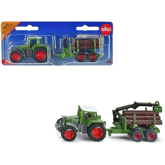 Fendt Favorit 926 Tractor and Forestry Trailer with Crane Green with Logs Diecast Model by Siku