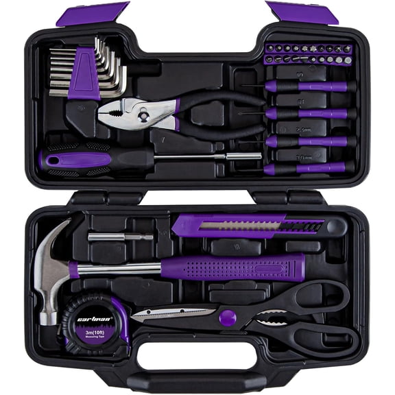 39-Piece Household Tool Set, Purple Hand Kit With Storage Case