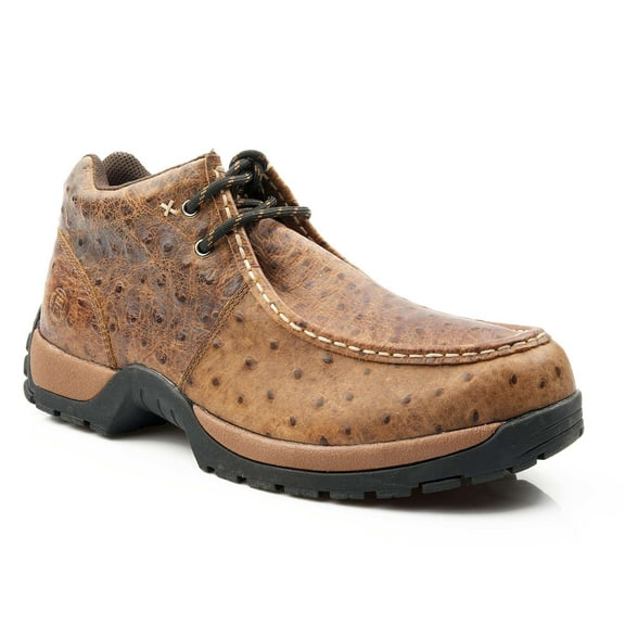 Roper Mens Stirrup Ostrich Print Moc Toe Chukka Ankle Boots