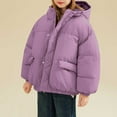 thumbnail image 2 of SERTG Big Kids Solid Color Hooded Parka Coat Mid Length Warm Cozy Winter Jacket with Pockets Casual Outerwear for Boys and Girls 3-13 Years(Purple,12 Years), 2 of 5