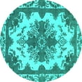 thumbnail image 1 of Ahgly Company Indoor Round Persian Turquoise Blue Bohemian Area Rugs, 3' Round, 1 of 4