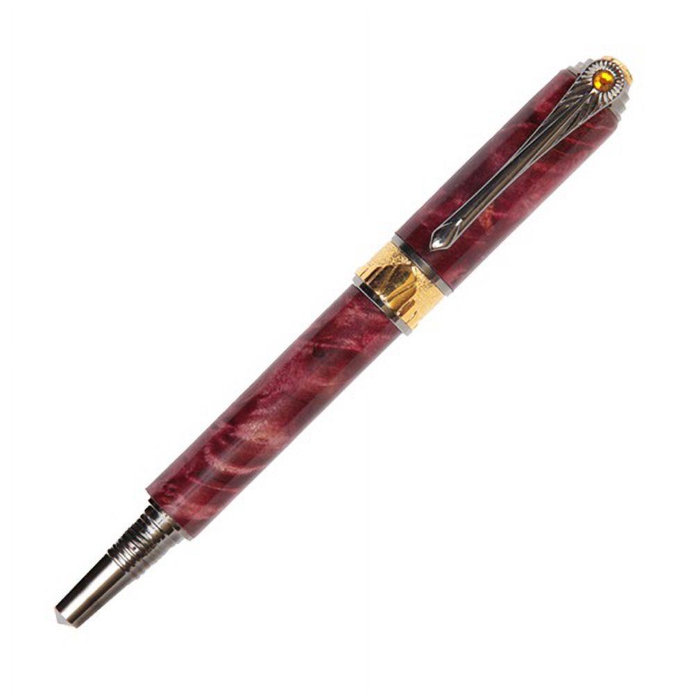 Art Deco Fountain Pen - Red Maple Burl