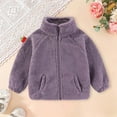 thumbnail image 2 of SUXIAN Girls Winter Coat Warm Thickened Stand Collar Color Embroidered Outerwear for Cold Weather Light Purple 3-4 Years, 2 of 3