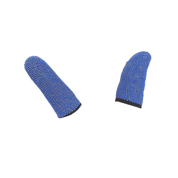 Transemion 2 Pieces Mobile Gaming Sweat Proof Fingertip Breathable Washable Elastic Finger Gloves Non-Scratch Accessories Blue 1Set