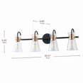 thumbnail image 5 of Aiwen 4-Light Vanity Lights with Clear Glass Cone Shades, 30.3 inches Black Finish Wall Lights fot Bathroom, Living Room, 5 of 7